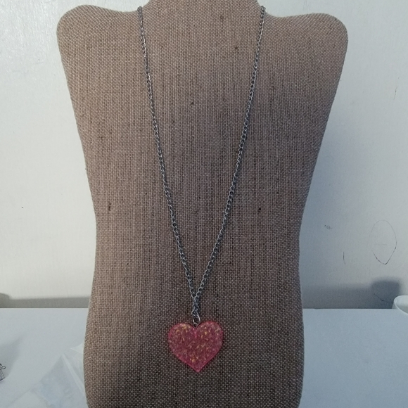 SPARKLING PINK HEART 💕 NECKLACE - Picture 1 of 1